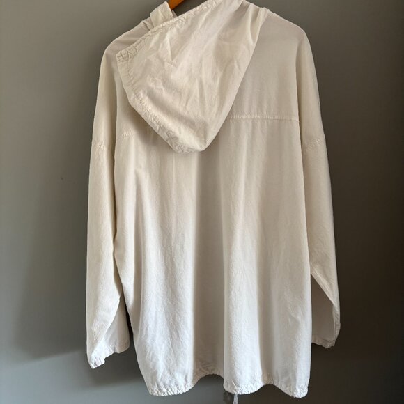 Vintage Papery White Cotton Hooded Shacket - Picture 8 of 14